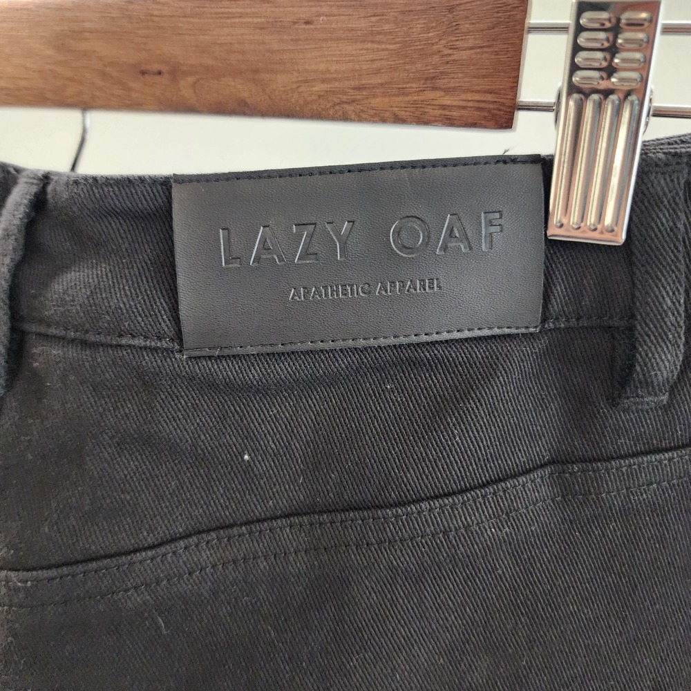 Lazy Oaf Black Mini Skirt with Gold Eye Embroidery - Picture 3 of 6